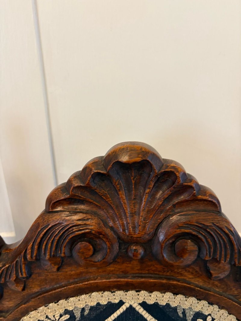 Antique Quality Victorian Pair of Carved Oak Side/Hall Chairs - Image 17